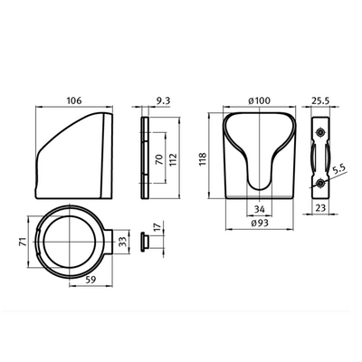 72-000-1 MODULAR SOLUTIONS PROFILE<BRE>CUP HOLDER W/HARDWARE